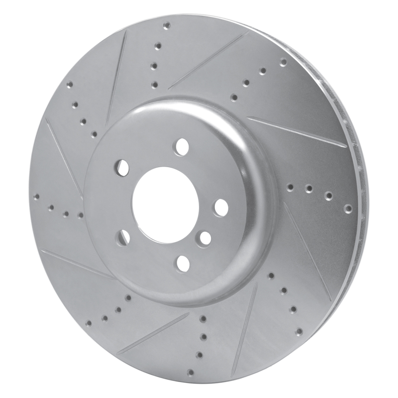 BMW 750Li xDrive Brake Rotor (1) - Left Front - R1 Concepts - Drilled & Slotted - Silver - `09-`17